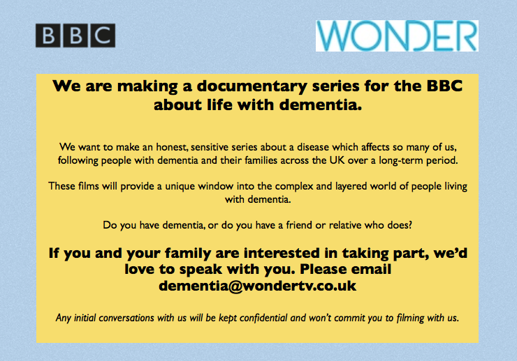 Wonder TV are Commissioned to Create a BBC Documentary about Dementia